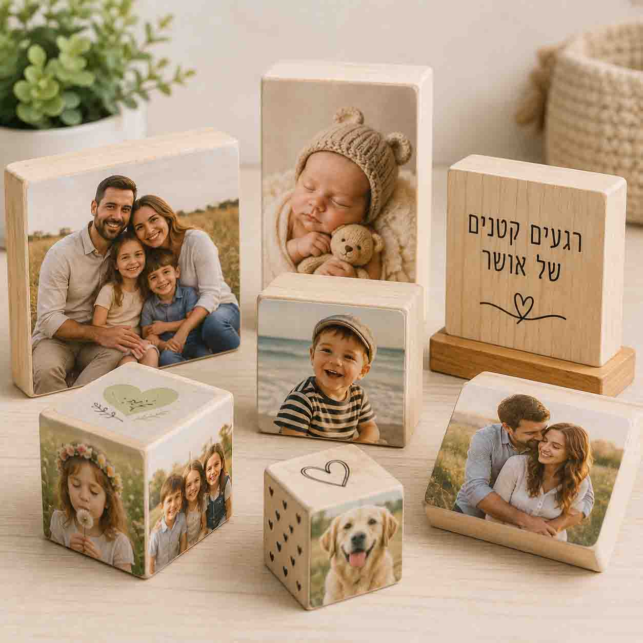 בלוקי עץ ותמונות אישיות